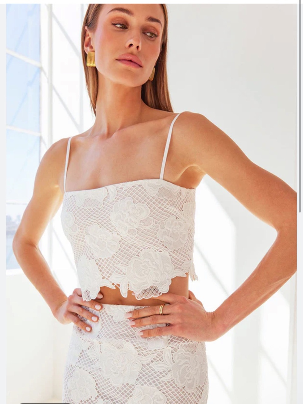 Generation Love White Norma Flower Mesh Crop Top Tank